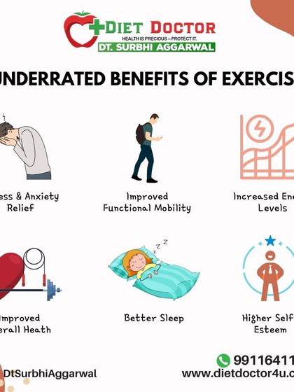 Exercise provides so many underrated benefits. This infographic highlights how it can relieve stress and anxiety, improve sleep, boost self-esteem, and increase your energy levels.