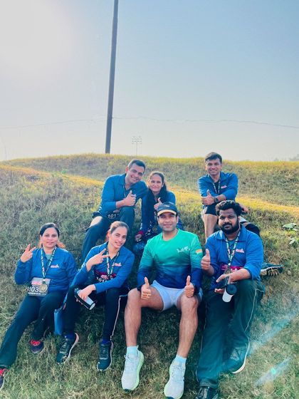 Another happy group shot after the Aravali run, showcasing the strong sense of community.