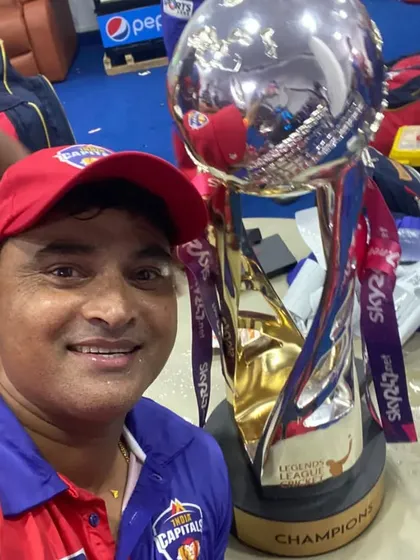 A selfie with the championship trophy after a successful tournament.