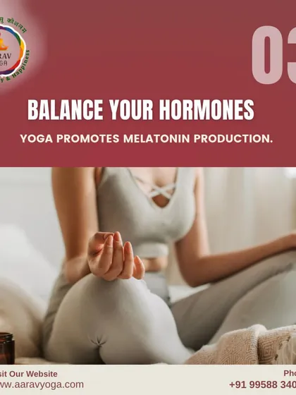 This visual explains another benefit of yoga for sleep: balancing hormones. Practicing yoga can naturally promote melatonin production, the hormone responsible for sleep.