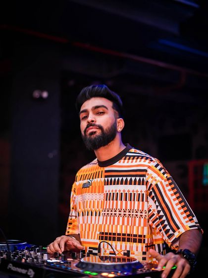 A portrait of me at the DJ console at Sunburn, ready for the night ahead.