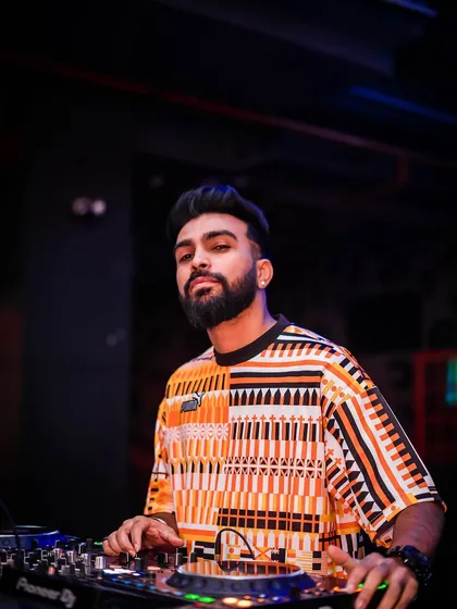 A portrait of me at the DJ console at Sunburn, ready for the night ahead.