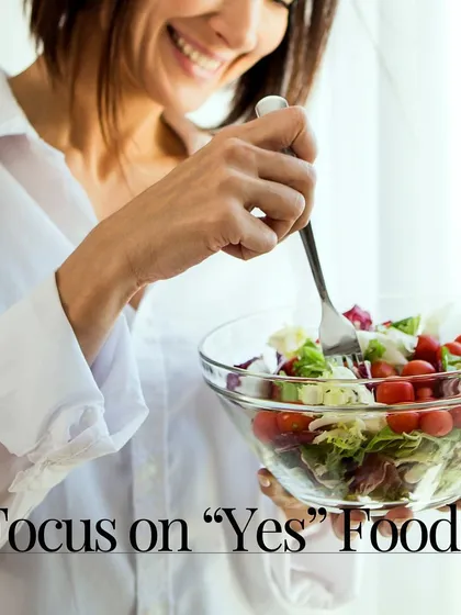 Tip #2 for managing PCOS: Focus on "Yes" Foods. Instead of a restrictive "no" list, discover delicious, PCOS-friendly options like fruits, veggies, and whole grains that nourish your body.