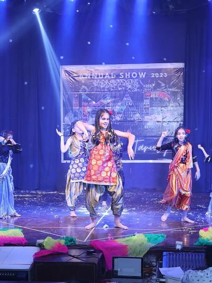 A joyful moment from our colorful folk act. The choreography is designed to be energetic and engaging for both the performers and the audience.