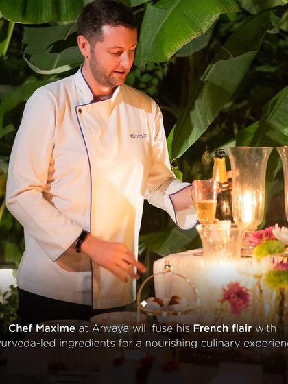 For our wellness retreats, Chef Maxime fuses his French flair with Ayurveda-led ingredients for a nourishing and delicious culinary experience.