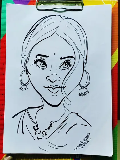 Follower of the week. A beautiful caricature of one of my followers in traditional attire.