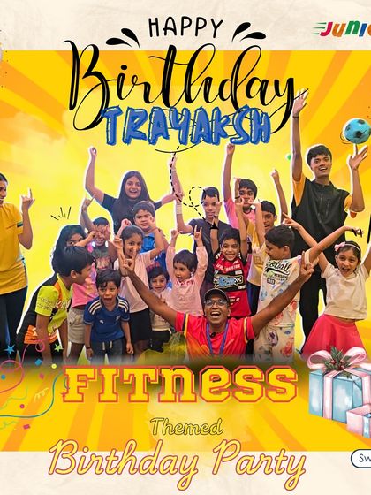 A big JuniorFit happy birthday to Trayaksh. We create these fun, branded images to celebrate every child's special day with us.