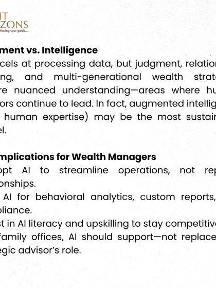 Is AI a threat or an enabler in wealth management? This bulletin unpacks how AI is reshaping the industry, concluding that wealth managers who embrace AI will thrive by combining algorithmic efficiency with human insight.