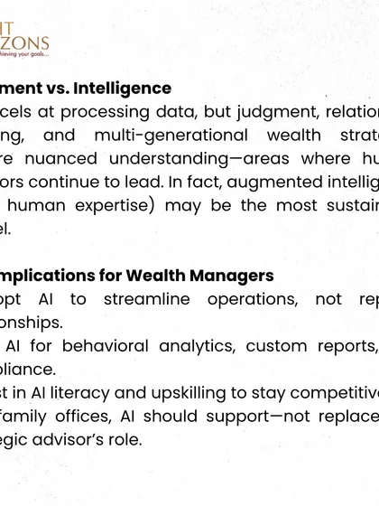 Is AI a threat or an enabler in wealth management? This bulletin unpacks how AI is reshaping the industry, concluding that wealth managers who embrace AI will thrive by combining algorithmic efficiency with human insight.