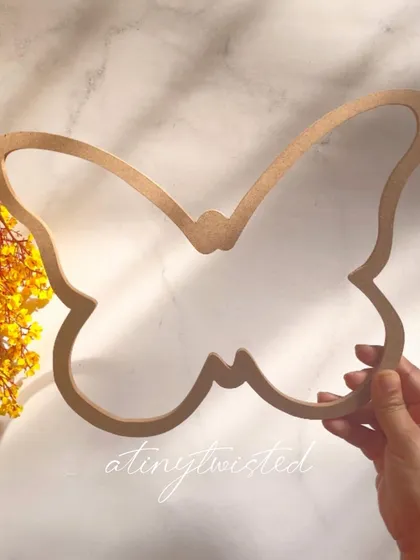This butterfly MDF frame provides a beautiful and symmetrical base for your fiber art. You can wrap it in cord or use it as a frame for a delicate macramé wall hanging.