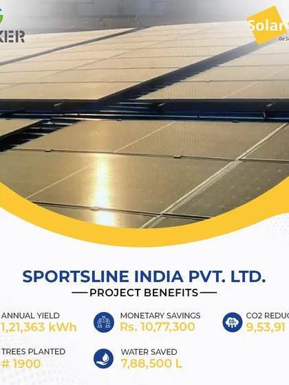Sportsline India Pvt. Ltd. is now powered by a 95 kWp solar system on their rooftop. This project is engineered to generate clean energy for the next 25 years, saving them over ₹10.7 lakhs annually.