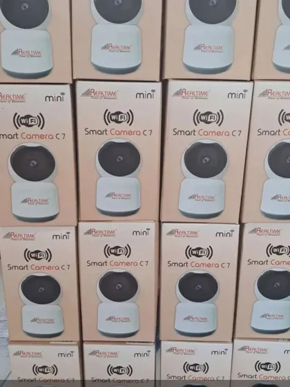 I always have great deals for my customers. Here is a stack of Realtime Smart Camera C7 boxes, a reliable Wi-Fi camera that I often provide in special combo offers.