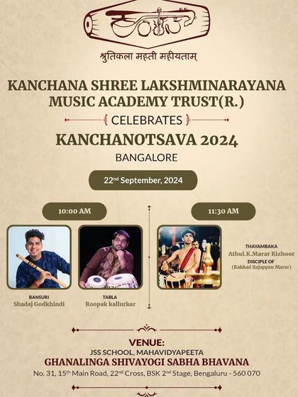 Flyer for 'Kanchanotsava 2024', where I performed a Hindustani bansuri recital with the talented Shadaj Godkhindi.