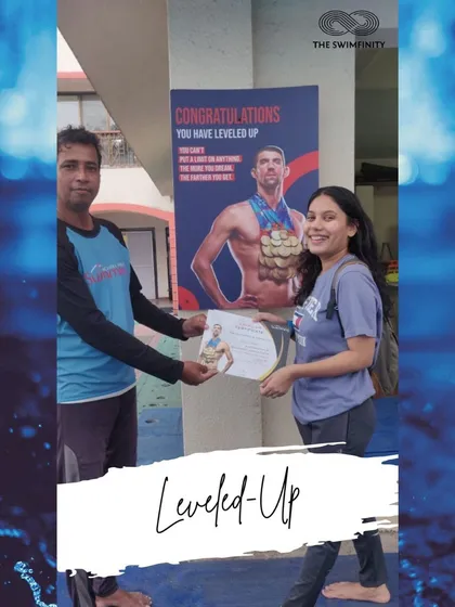 Leveled up! We're celebrating one of our swimmers who advanced to the next level in June. Keep up the amazing work!
