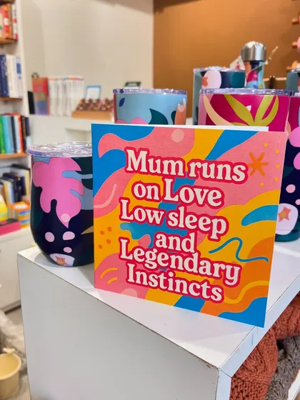 This bold and bright card is for the mums who juggle life like legends, running on love, low sleep, and legendary instincts.