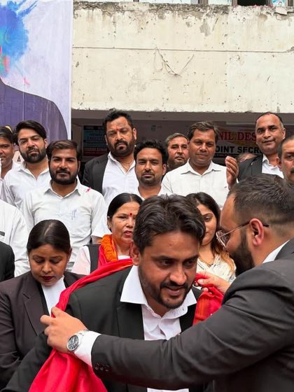 Being honored by a member of the newly elected executive committee of the Shahdara Bar Association during my birthday celebration.