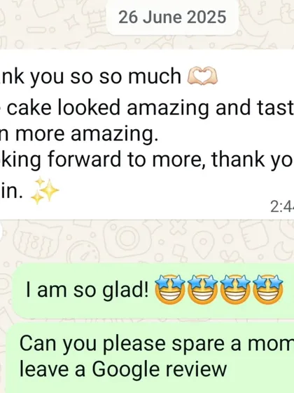 "The cake looked amazing and tasted even more amazing." Simple, sweet, and makes our day!