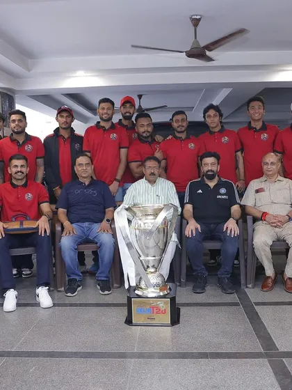 The team photo with officials during the felicitation ceremony. A proud moment for the entire East Delhi Riders family.
