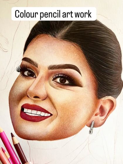 We also work with color pencils. Here is a work-in-progress of a colorful and vibrant portrait.