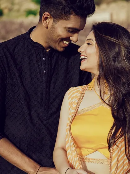 Sun-kissed and happy. For this pre-wedding shoot, I created a natural and refreshing soft glam look with flushed cheeks to match their radiant love.