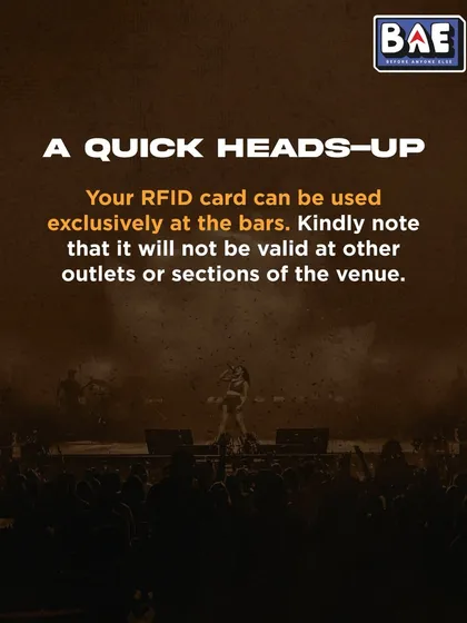 A quick heads-up about the RFID card usage at the bars. We use tech like AtomX cashless cards to make transactions quick and easy.