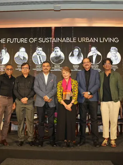 The full panel for "The Future of Sustainable Urban Living" at the iGen event in Bangalore.