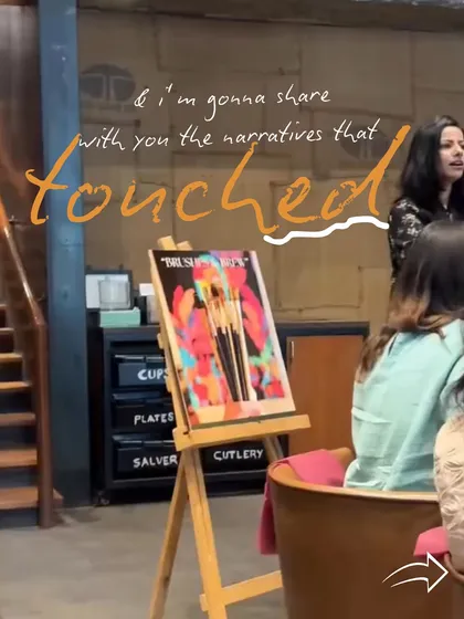 A moment from a workshop where I'm sharing the story behind the painting. For me, art is all about the narratives that touch our hearts.