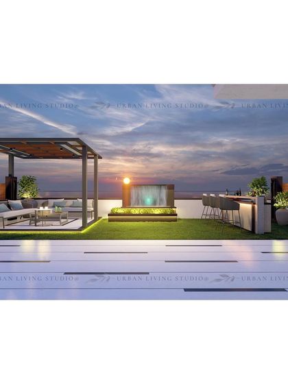 A full view of the Ghaziabad terrace concept, showing how all the elements come together to form a complete and luxurious personal sanctuary.