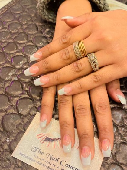 A classic baby boomer ombre on long, square-shaped nails. This timeless design is perfect for any occasion, from everyday wear to weddings.