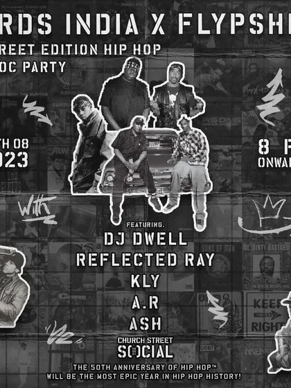 The flyer for the 'Street Edition Hip Hop Bloc Party', celebrating 50 years of hip hop. It was an honor to be part of an event that paid tribute to the culture.