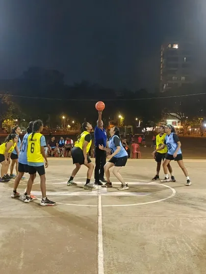 The tip-off of a women's game on Day 1 of Hooplah 2023.