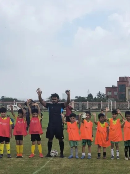 Both our U-7 and U-9 teams together with their coach, united and ready for the Reliance Foundation Youth League. We build a strong sense of camaraderie across all age groups.
