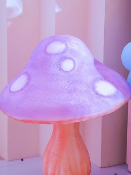 We use custom props to build our fantasy worlds. This glowing mushroom prop, with its soft, diffused light, adds a truly magical and whimsical element to our fairy and forest themes.