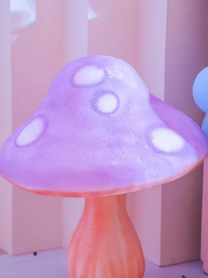 We use custom props to build our fantasy worlds. This glowing mushroom prop, with its soft, diffused light, adds a truly magical and whimsical element to our fairy and forest themes.