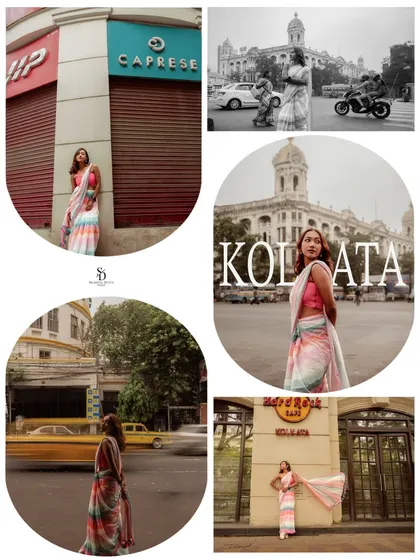 A collage created for an AVA India campaign, celebrating Kolkata. It blends fashion with iconic cityscapes, creating a strong narrative about the brand's roots and modern appeal.