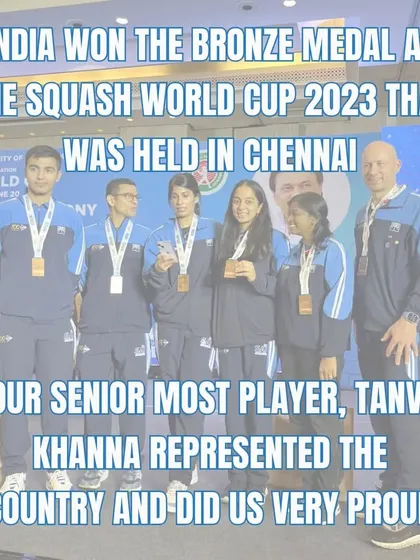 India won the bronze medal at the Squash World Cup 2023 in Chennai, and our senior-most player, Tanvi Khanna, represented the country and did us proud.