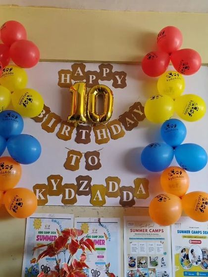 A photo of the decorations for our 10th birthday celebration. We are incredibly proud to have spent a decade spreading joy and creating memories with our community.