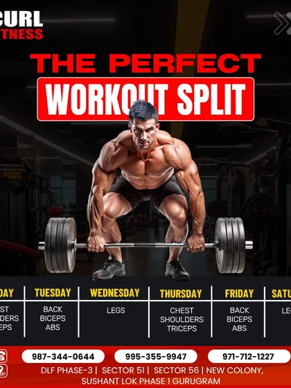 This is a sample of a perfect workout split. I design customized plans like this for my clients to ensure they are hitting all muscle groups effectively throughout the week.