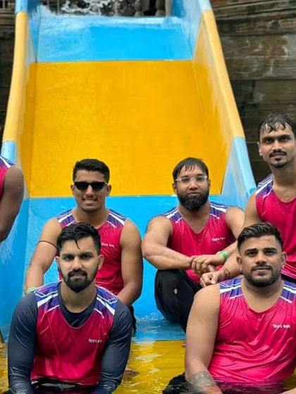 Senior players enjoying a moment of relaxation during our annual club trip (वार्षिक सहल) 2024.