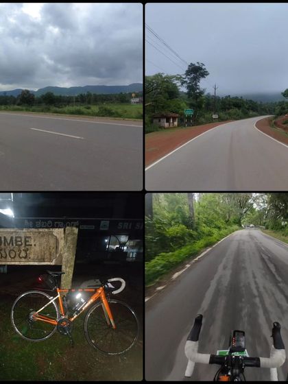 The scenic and sometimes grueling terrain of the Jog 1000K BRM. From the misty roads of Agumbe to the dark highways at night, this collage shows the diverse conditions our riders face.