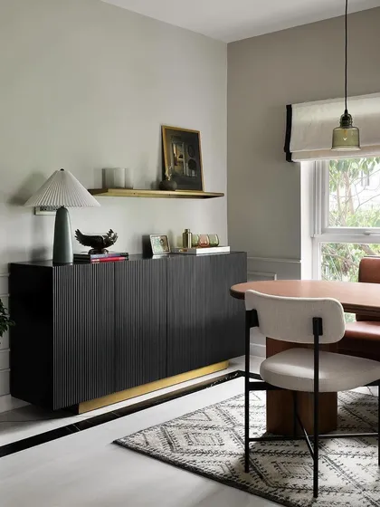 A final look at the dining room from the Madras pied-à-terre, a testament to how our bespoke furniture can transform a space.