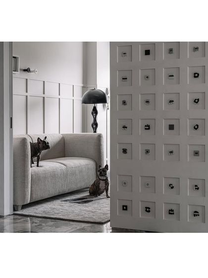 The Morse code wall, with Luna the Frenchie standing guard, is a perfect example of how we integrate personal stories into our designs.