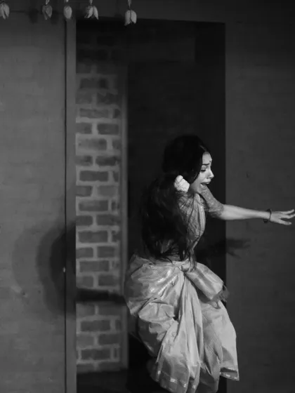 This shot from the 'Bhaya' series shows a moment of movement, as if recoiling from something terrifying.