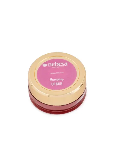 A closer look at the packaging for my strawberry lip balm. It is designed to be a simple, natural, and effective solution for protecting and softening your lips.