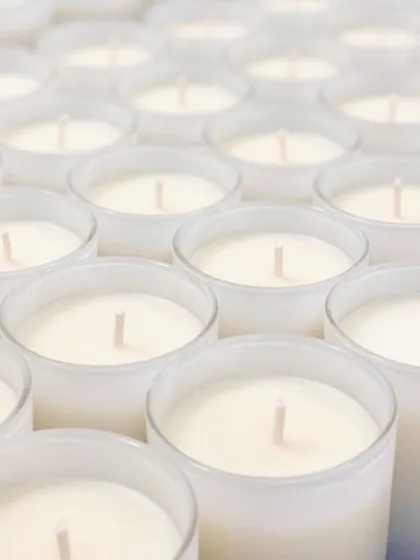 Give the perfect favor this wedding season. We can customize our glass jar candles with your logo or wedding hashtag.