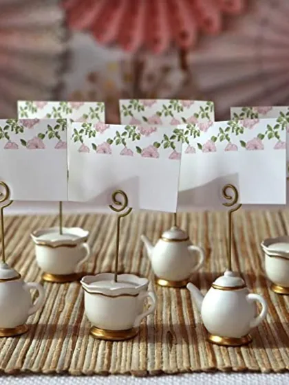 I love adding a touch of whimsy to the table. These charming teapot and teacup name card holders are perfect for high tea, bridal showers, or any gathering where you want to delight your guests with unique, memorable details.