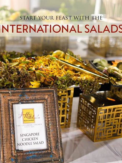Another view of our international salad bar, offering guests a variety of fresh and healthy choices to begin their meal.