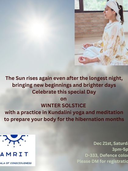 The sun rises again even after the longest night. A poster for our Winter Solstice celebration, a sacred gathering of love and hope in New Delhi.