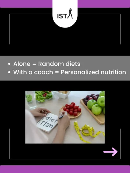 Going it alone often means trying random diets and workouts with no real direction. Working with a coach means you get personalized nutrition and a structured plan designed for your specific goals.