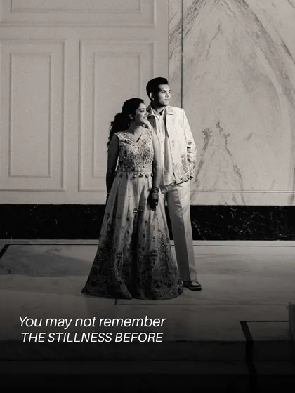 A quiet, still portrait of a couple before the festivities begin. We believe in capturing these moments of calm and anticipation that are part of your beautiful story.
